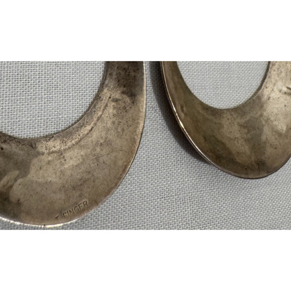 Navajo Earrings Singer 925 Silver Dangle Pictograph Native American Signed - Picture 3 of 8